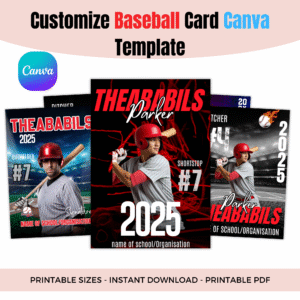 Editable Baseball Trading Card Canva Template | Custom Sports Card Design | Double-Sided Player Card | Printable & Digital Download